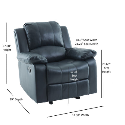 Charlotte - Gel Glider Recliner With Sturdy Wood Frame - Blue Home Essentials