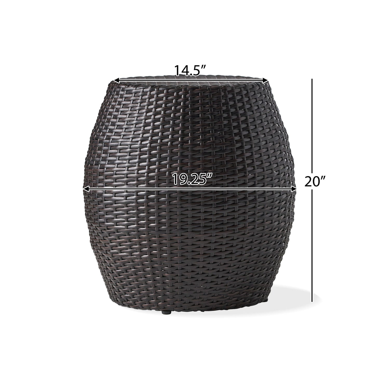 Outdoor Wicker Patio Side Table Noble House