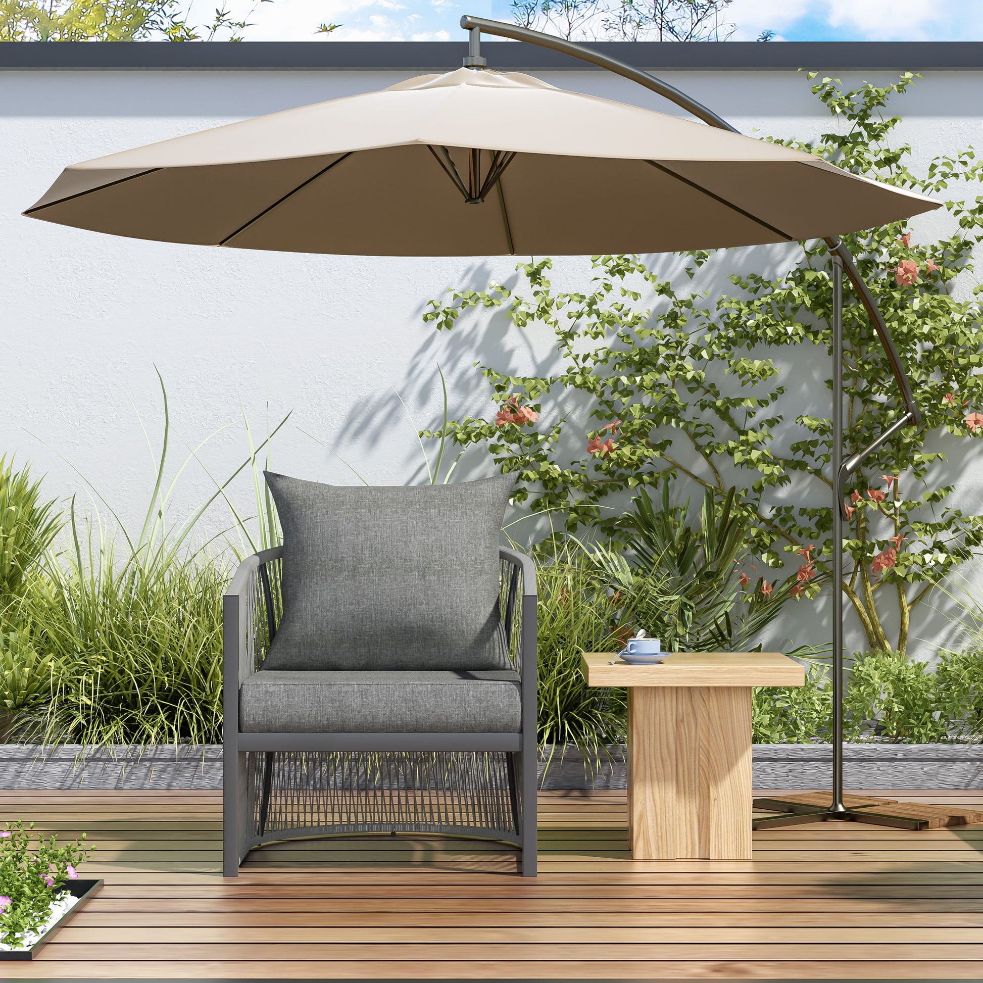 Modern Curved Aluminum Lounge Chair With Stylish Rope Weave Design And Cushioned Comfort For Outdoor Noble House