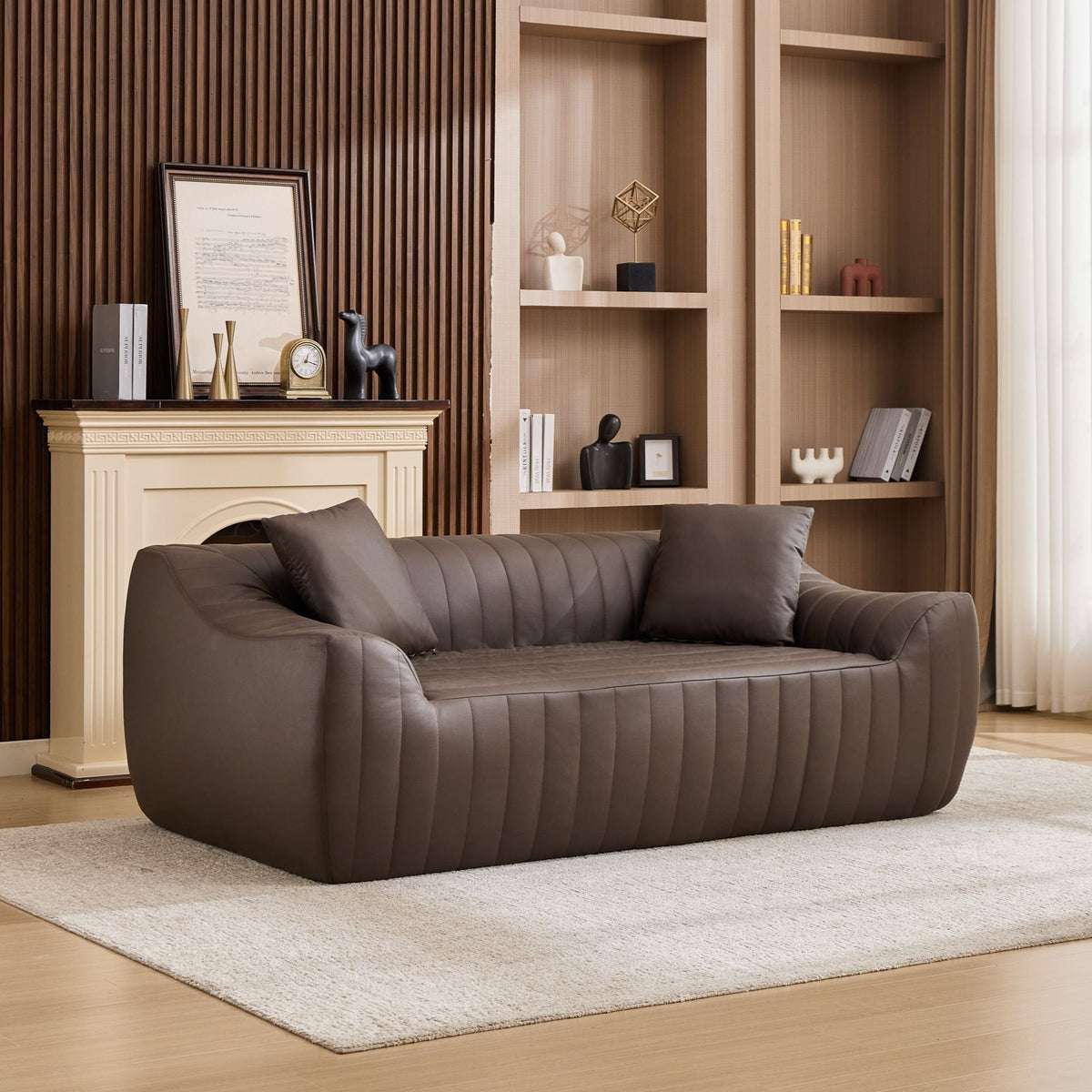 Oversized 2 Seater Loveseat With 2 Decor Throw Pillows, Deep Seat Sofa For Living Rooms Hearth and Haven
