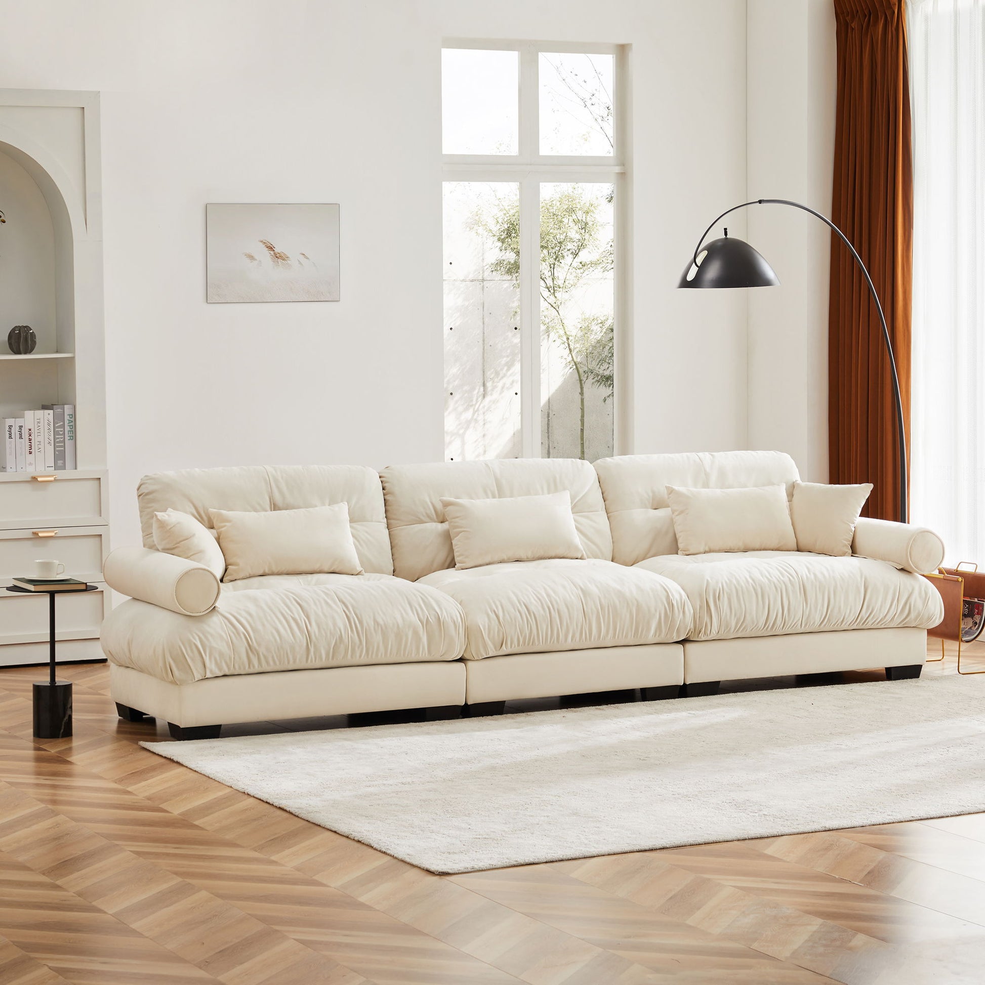 Modern Oversize Sofa With Cloud Like Comfort, Featuring Waist And Throw Pillows Home Essentials