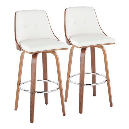 Gianna - Mid Century Modern Fixed Height Barstool With Swivel With Round Footrest (Set of 2) Lumi Source