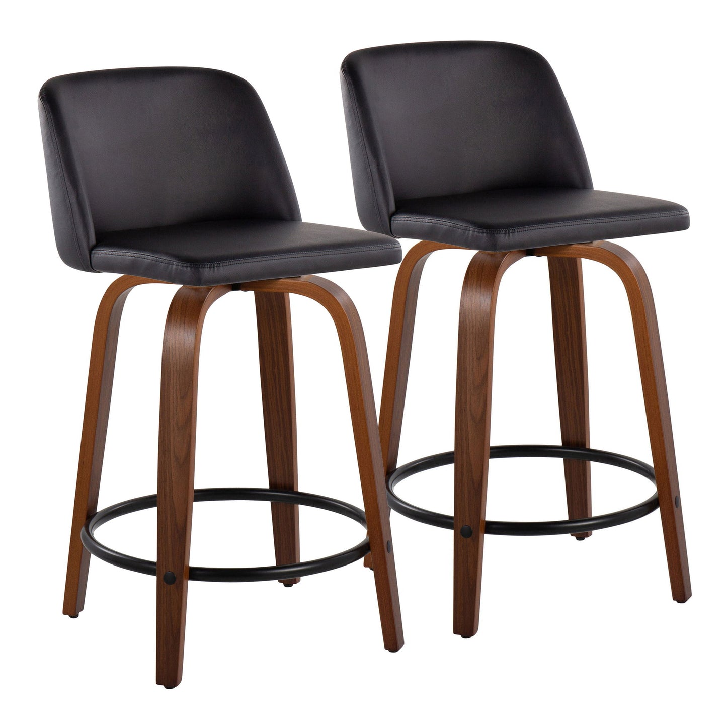 Toriano - Mid Century Modern, Fixed Height Counter Stool & Swivel And Round Footrest (Set of 2) Lumi Source