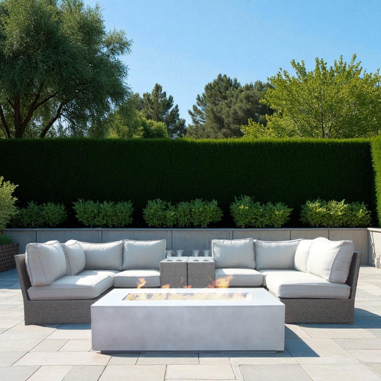 Outdoor Elegance Conversation Set With Fire Pit LSI Patio Furniture
