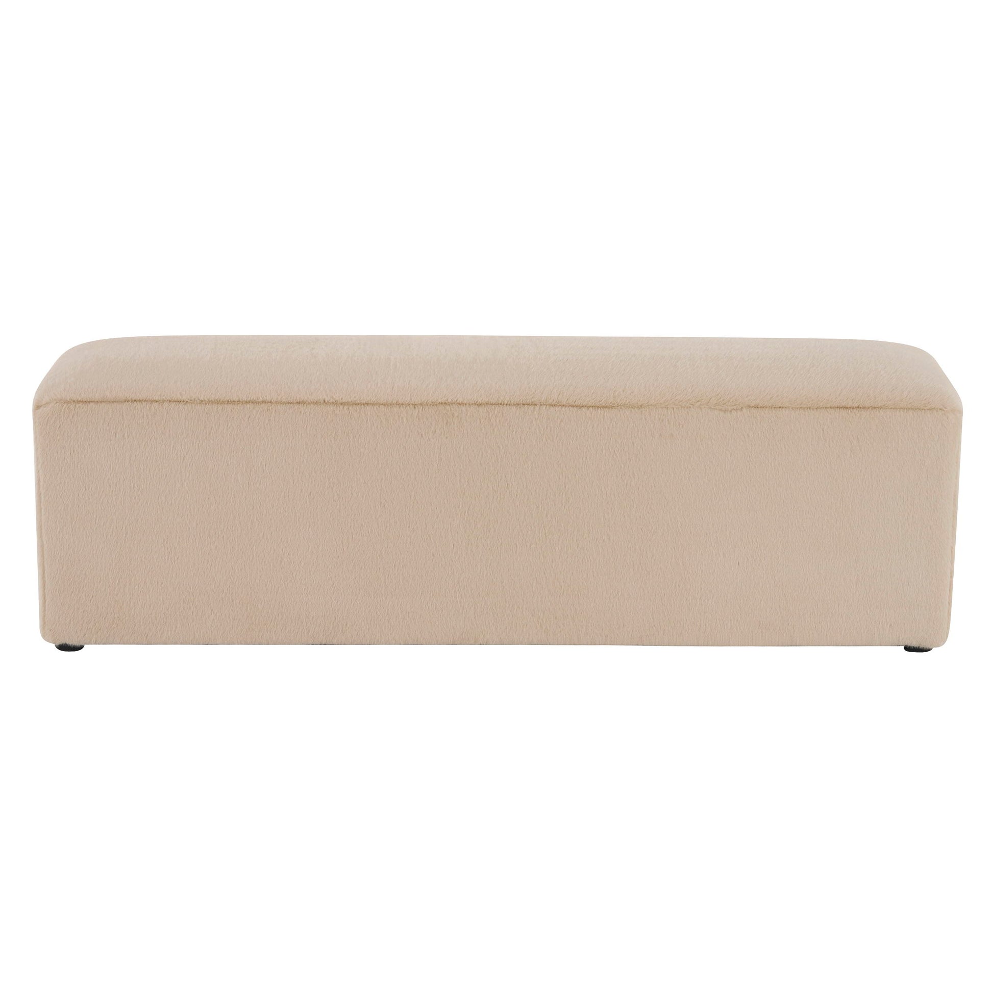 Long Plush Ottoman, Simple Footstool And Seat For Home Use - Almond Noble House