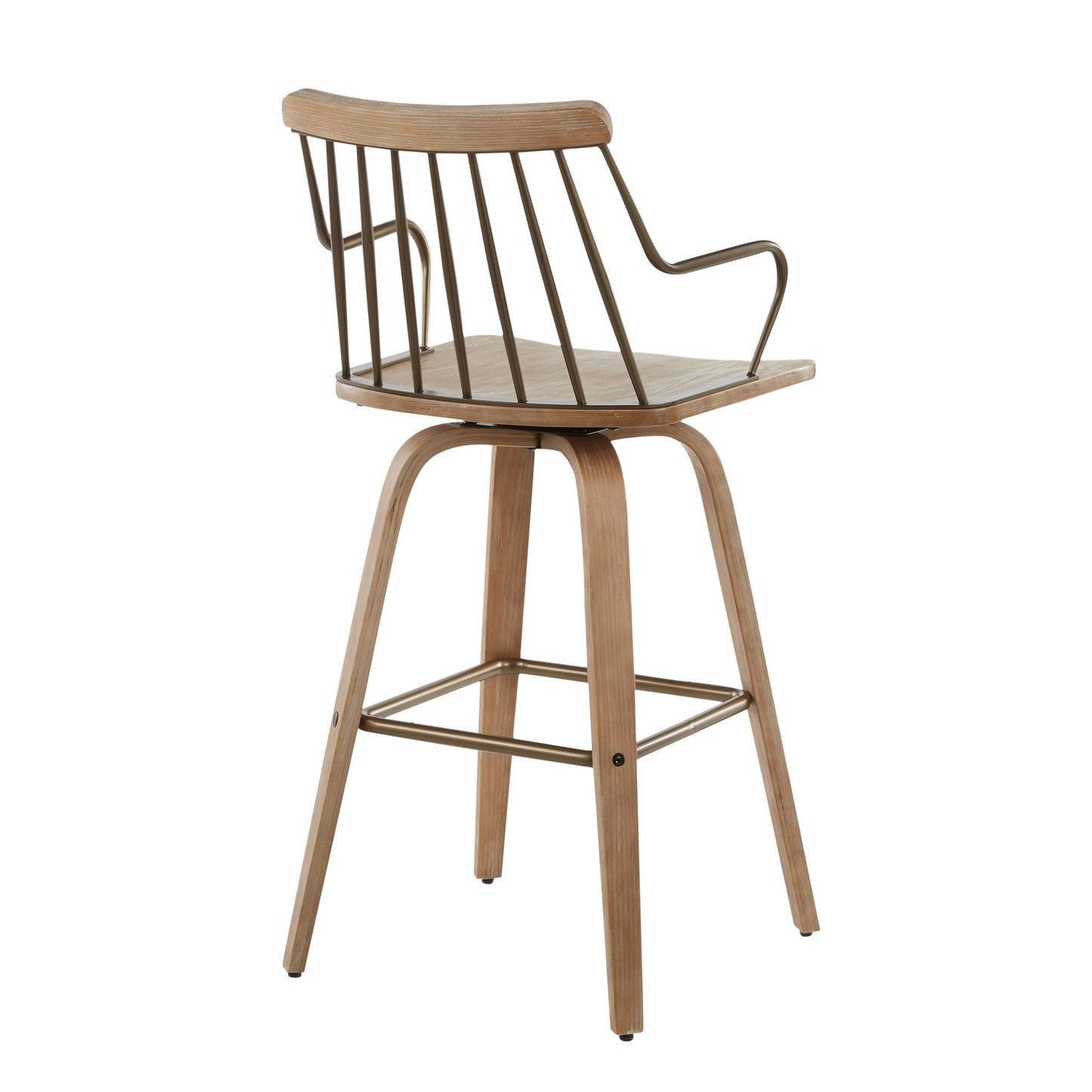 Preston - Farmhouse Counter Stool - White Washed / Antique Copper Lumi Source
