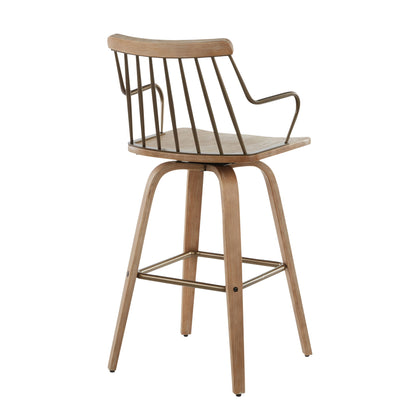 Preston - Farmhouse Counter Stool - White Washed / Antique Copper Lumi Source