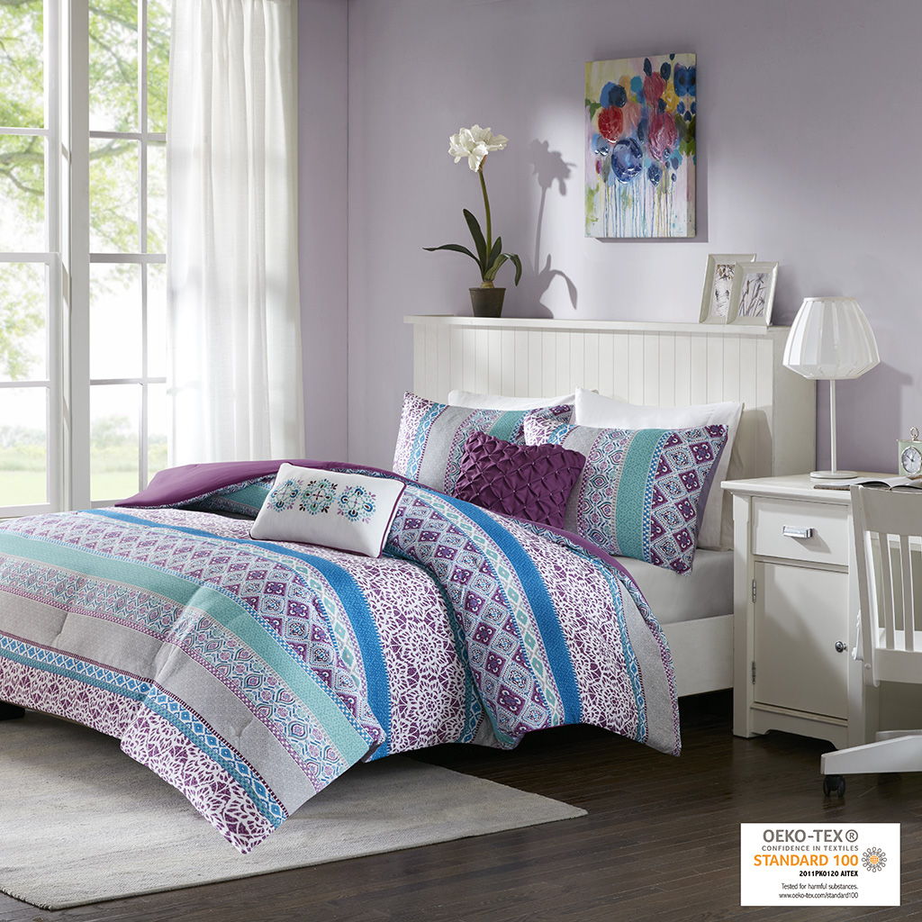 Joni - Twin Comforter Set - Purple