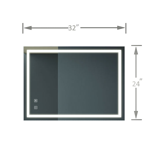 Bathroom Vanity Rectangle Mirror With Front Lighting, Anti Fog, Dimmable, Smart Memory Function Daily Nest