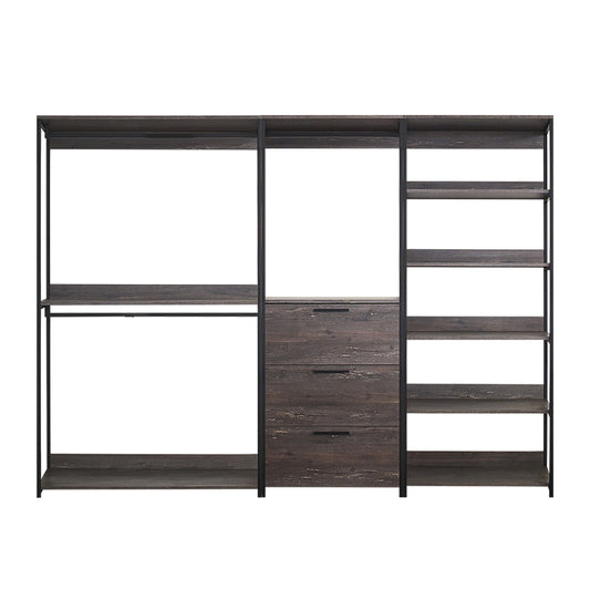 Monica - Wood Walk In Closet System With Spacious Storage In Wood And Metal Frame - Gray Home Essentials