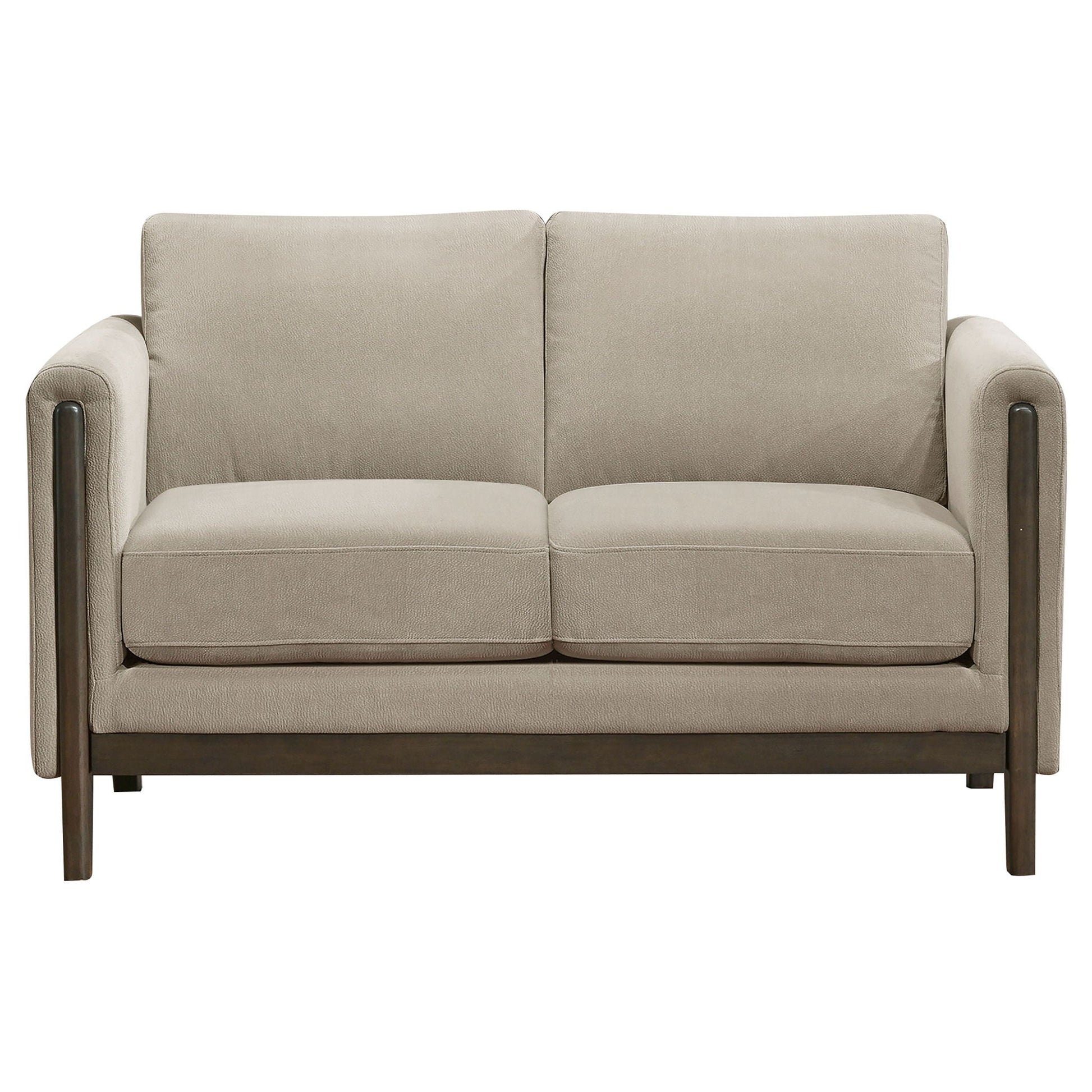 Fisher - Upholstered Panel Arm Loveseat - Taupe Furniture Max