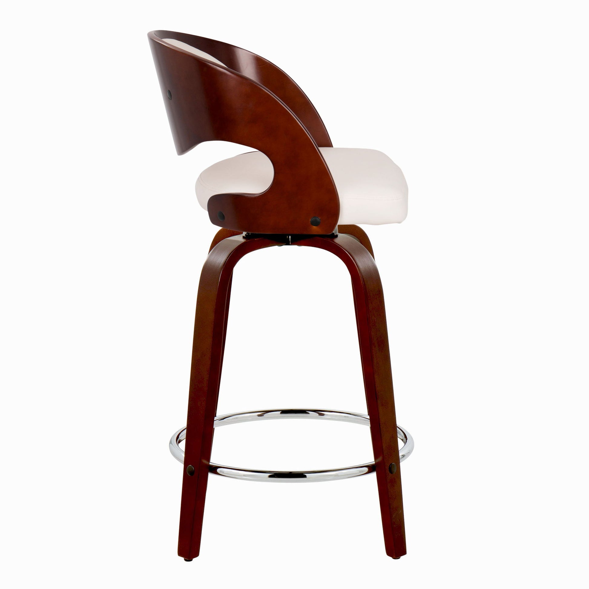Pino - Mid Century Modern Fixed Height Barstool With Swivel With Round Footrest (Set of 2) Lumi Source
