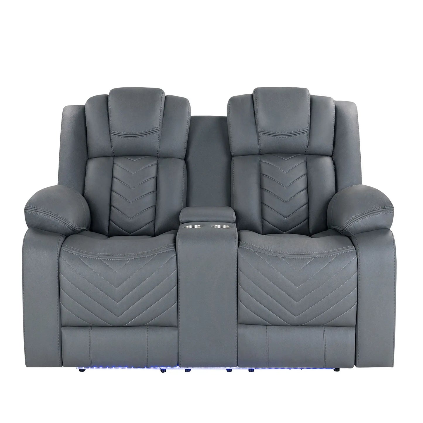 Raize - 10 Power Console Reclining Loveseat With LED - Gray Global Furniture USA
