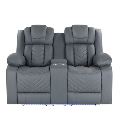 Raize - 10 Power Console Reclining Loveseat With LED - Gray Global Furniture USA