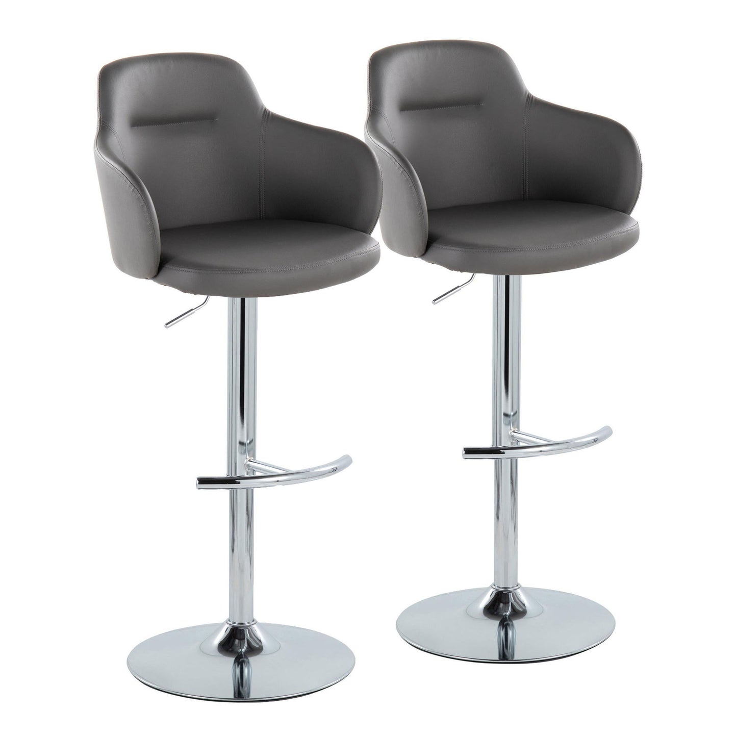 Boyne - Contemporary Adjustable Barstool With Swivel & Rounded T Footrest (Set of 2) Lumi Source