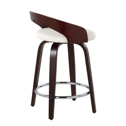 Grotto - Contemporary Fixed Height Counter Stool & Swivel With Round Footrest (Set of 2) Lumi Source