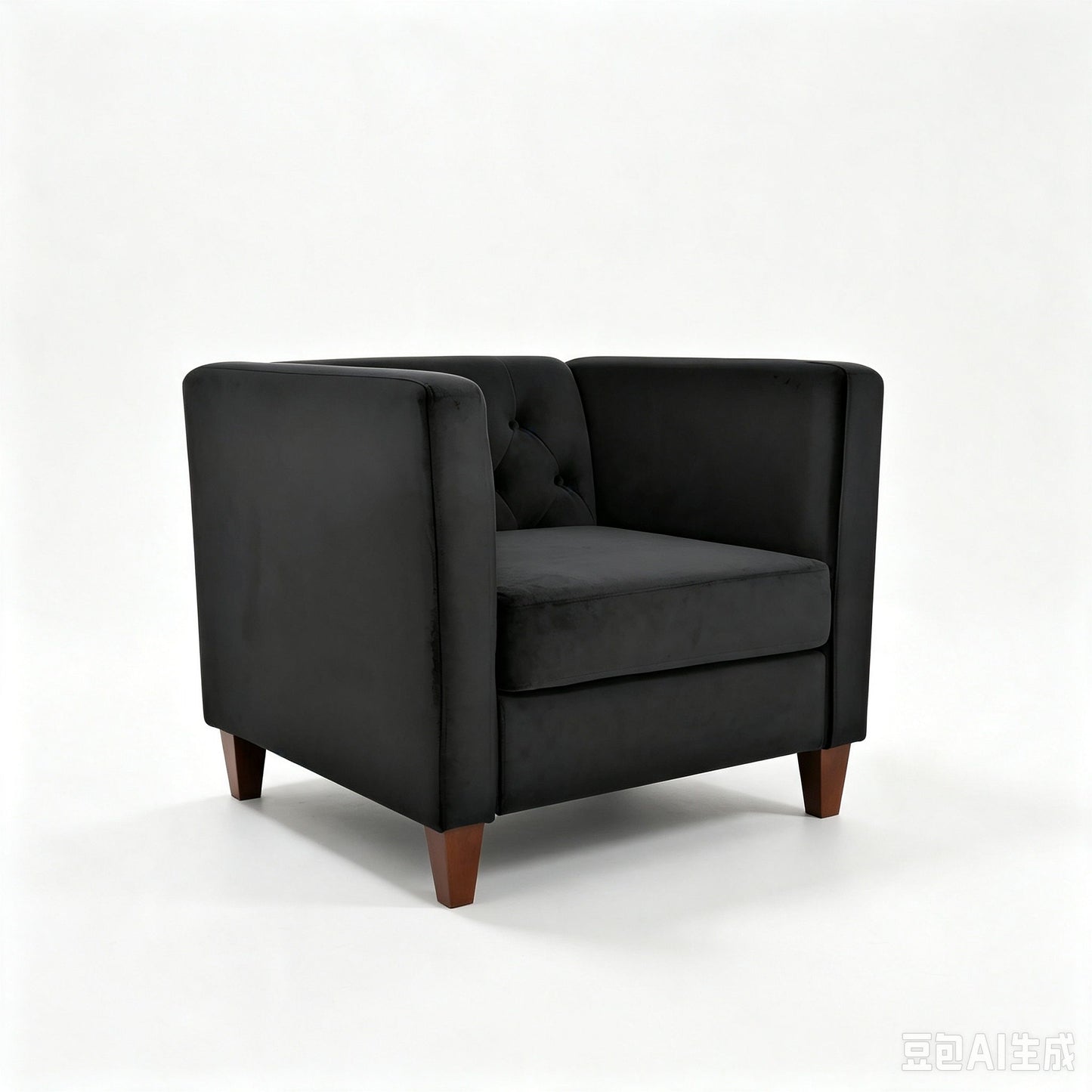 Button Tufted Accent Square Arm Upholstered Chair - Black US Pride