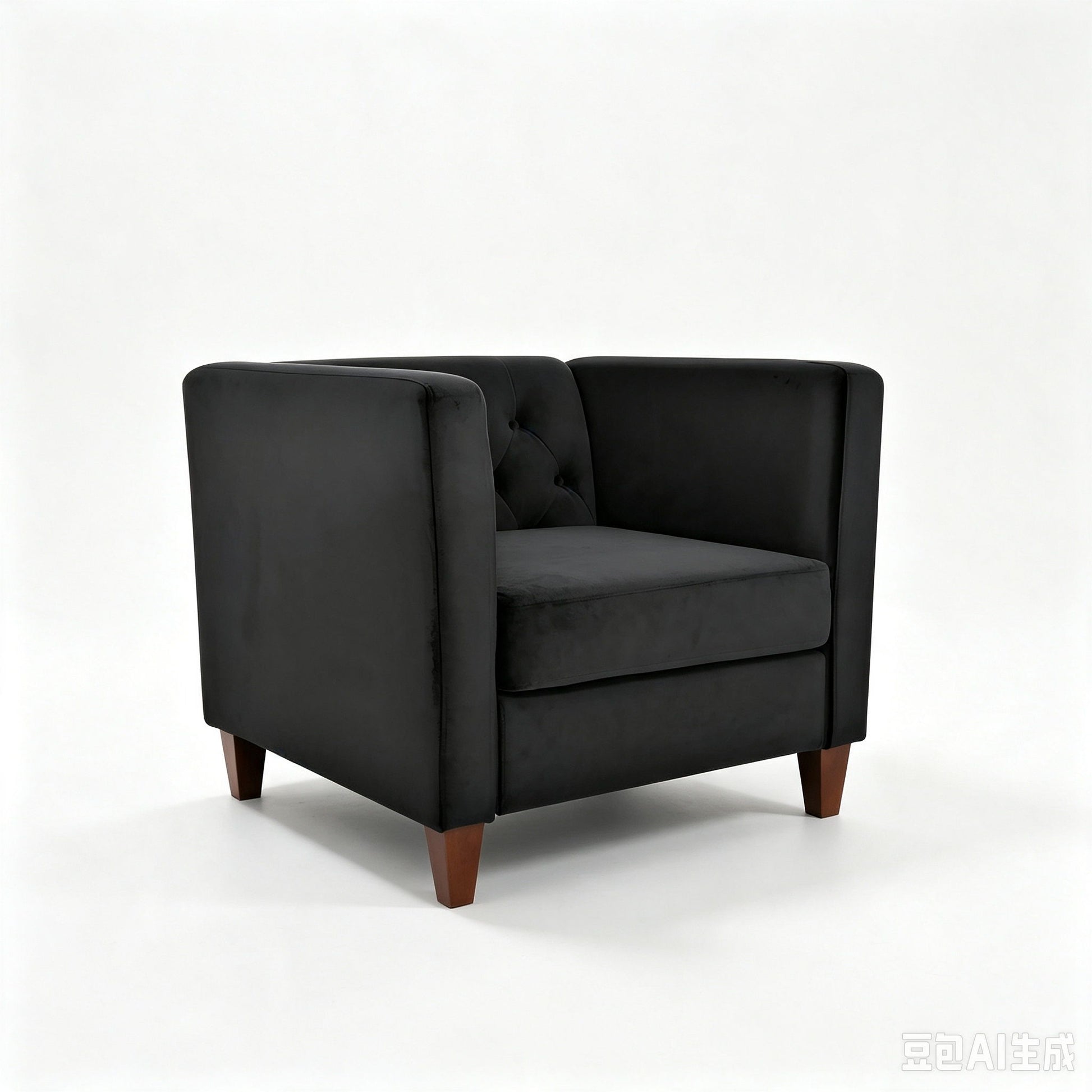 Button Tufted Accent Square Arm Upholstered Chair - Black US Pride