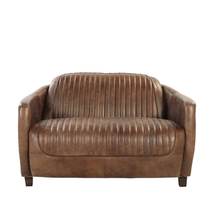 Brancaster - Grain Leather Loveseat - Brown Acme