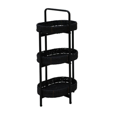 Modern 3 Tier Handwoven Side Table With Oval Organizer Daily Nest