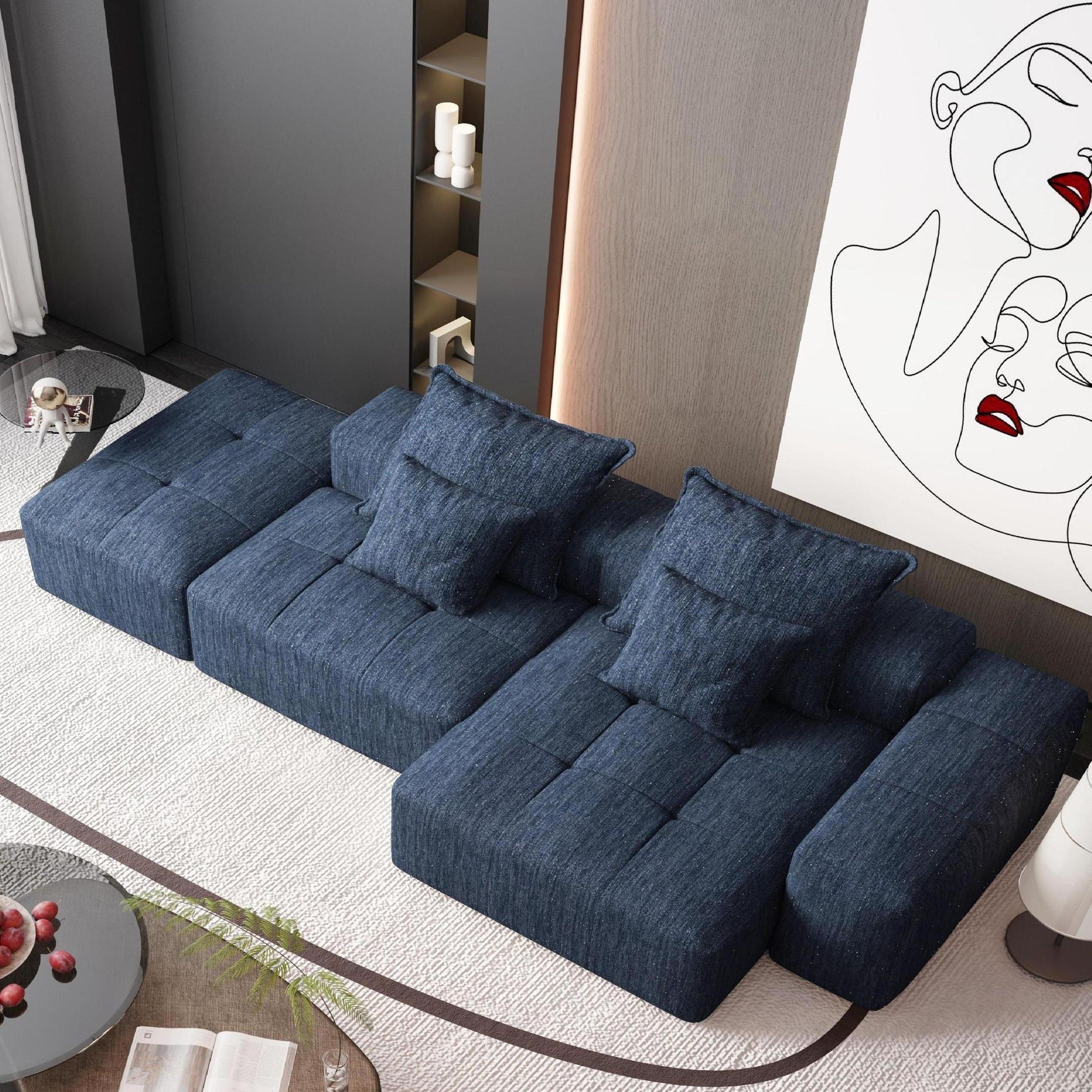 Modern Oversized Diy Combination Modular Sectional Sofa With Pillows Home Essentials