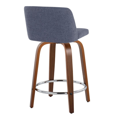 Toriano - Mid Century Modern Fixed Height Counter Stool With Swivel With Round Footrest (Set of 2) Lumi Source
