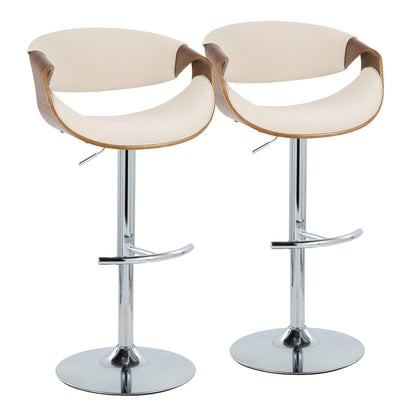 Curvo - Mid Century Modern Adjustable Barstool With Swivel With Rounded T Footrest (Set of 2) Lumi Source