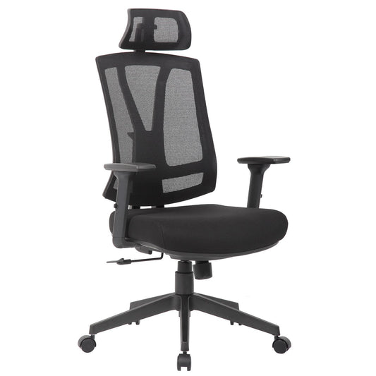 Office Chair With Adjustable Headrest & Back, High Back Swivel Desk Chair - Black Home Essentials