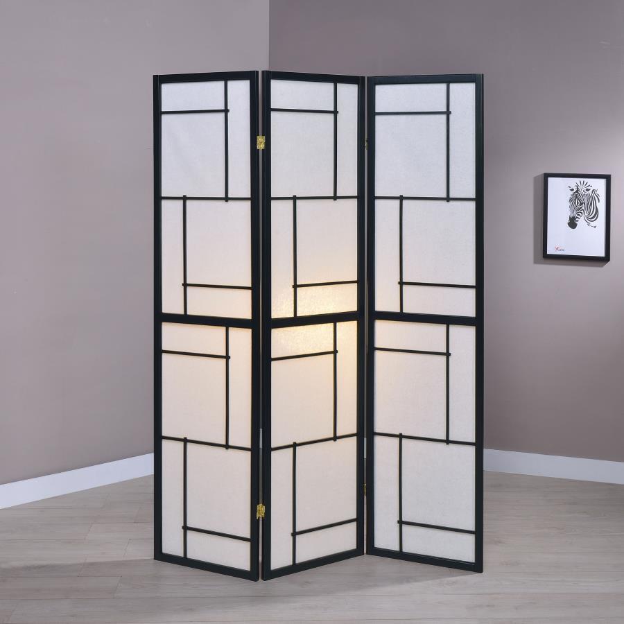 Damis - 3-Panel Room Divider Folding Shoji Screen - Black CoasterEveryday