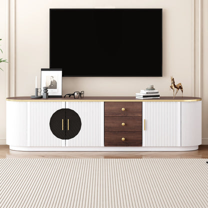 Modern Minimalist TV Stand For TVs Up To 80" With 3 Drawers And 1 Shelf Hearth and Haven