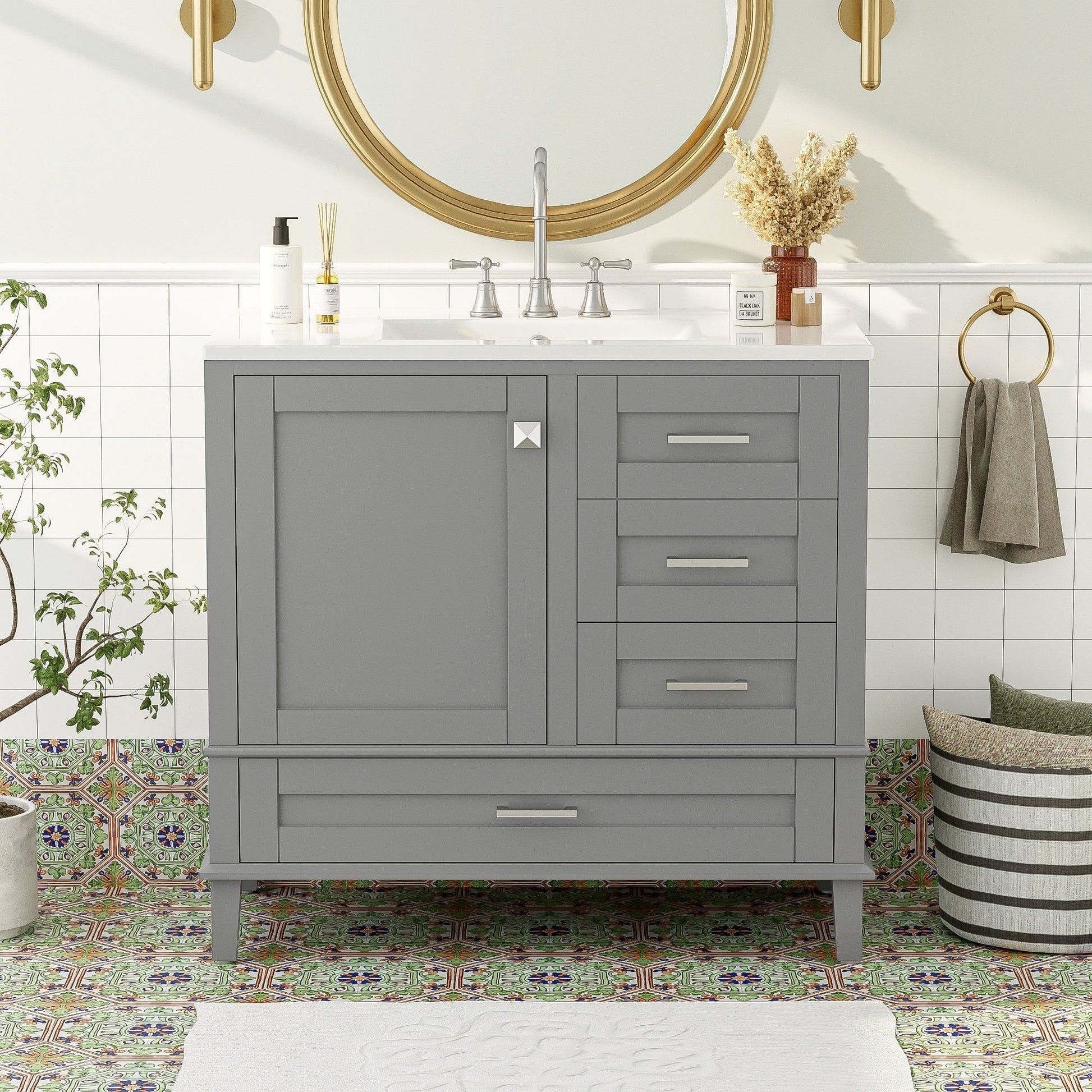 Traditional Bathroom Vanity Set With Soft Close Doors Hearth and Haven
