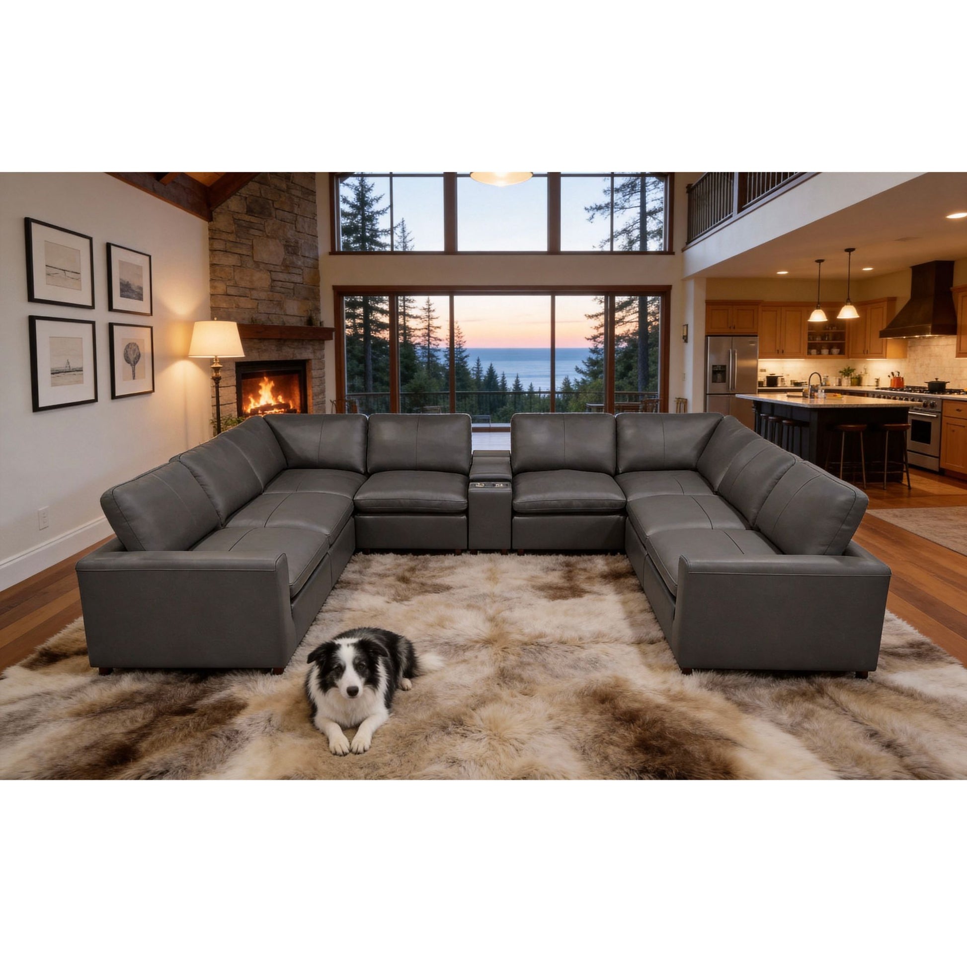 Large Upholstered Seating Modular Sectional Home Essentials