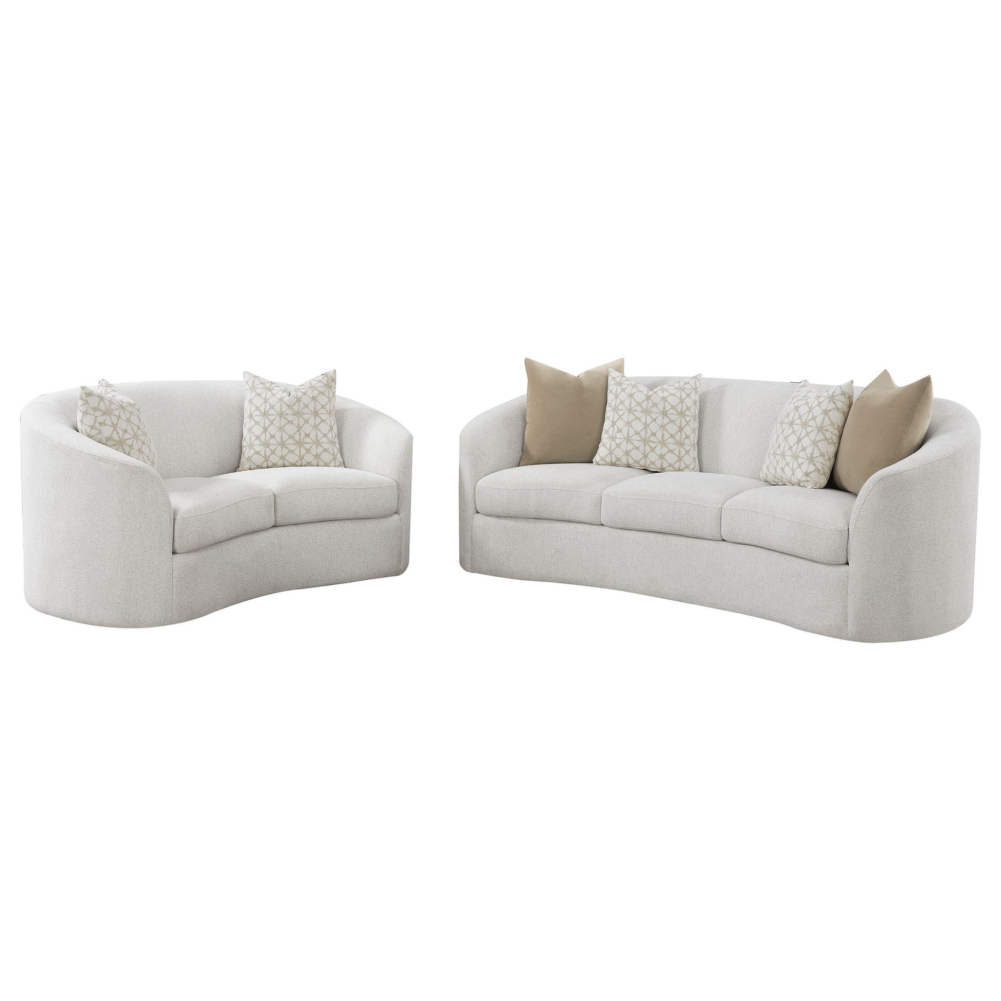 Rory - 2 Piece Sloped Arms Living Room Set - Ivory White Furniture Max
