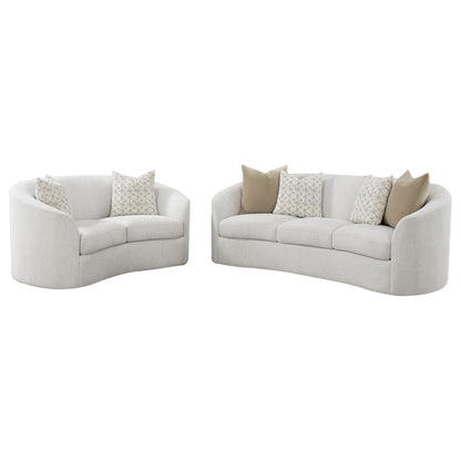Rory - 2 Piece Sloped Arms Living Room Set - Ivory White Furniture Max