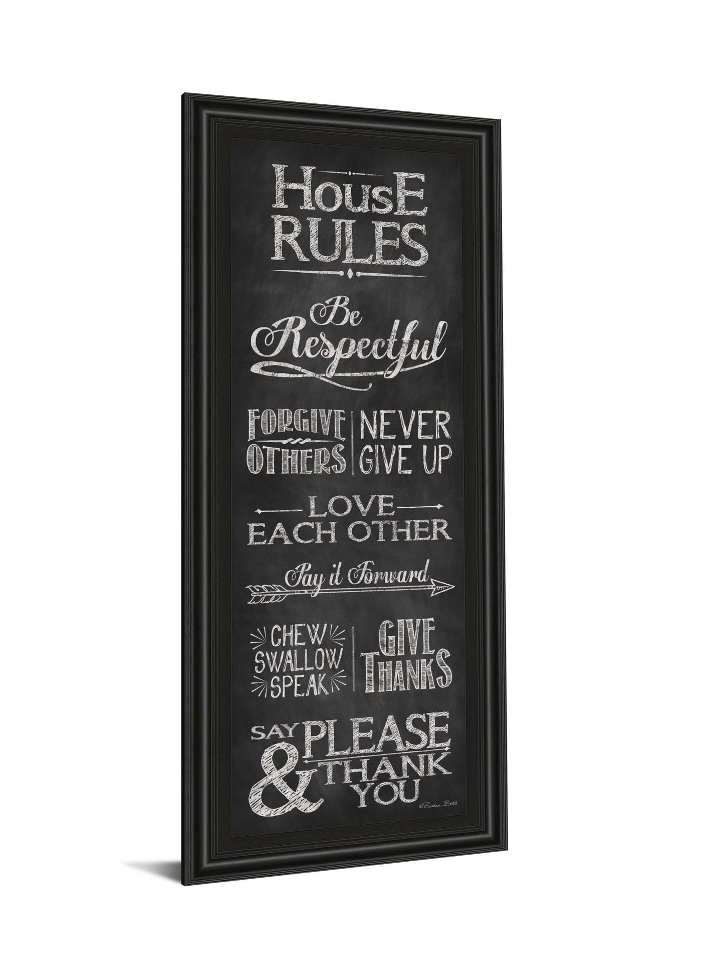 House Rules By Susan Ball - Framed Print Wall Art - Black