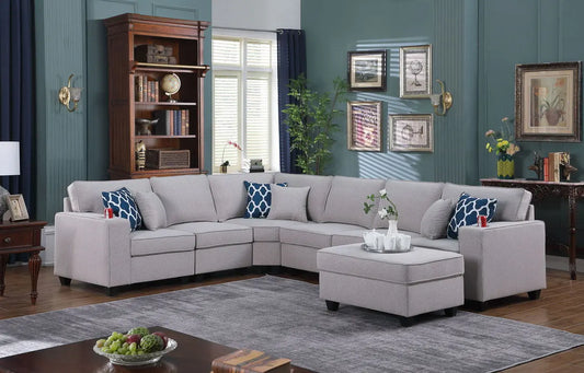 Cooper - Comfort Sectional Sofa With Ottomans And Cupholder Lilola Home