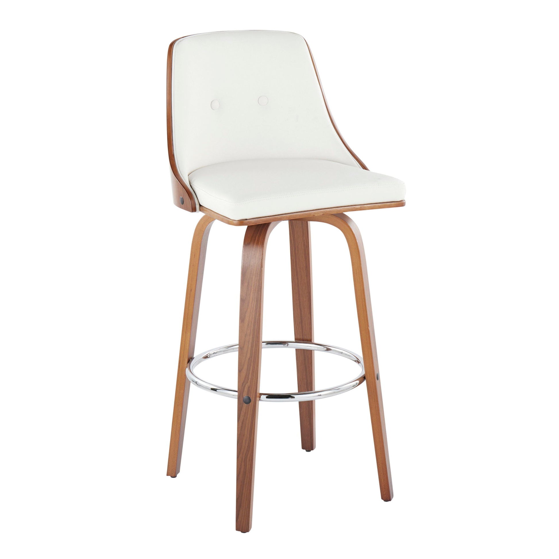 Gianna - Mid Century Modern Fixed Height Barstool With Swivel With Round Footrest (Set of 2) Lumi Source