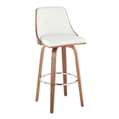 Gianna - Mid Century Modern Fixed Height Barstool With Swivel With Round Footrest (Set of 2) Lumi Source