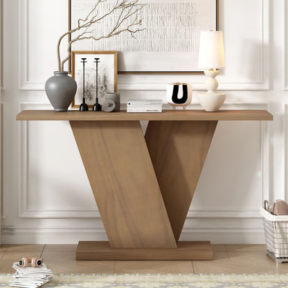 Console Table With V Shape Base, Sculptural Entryway Accent Noble House