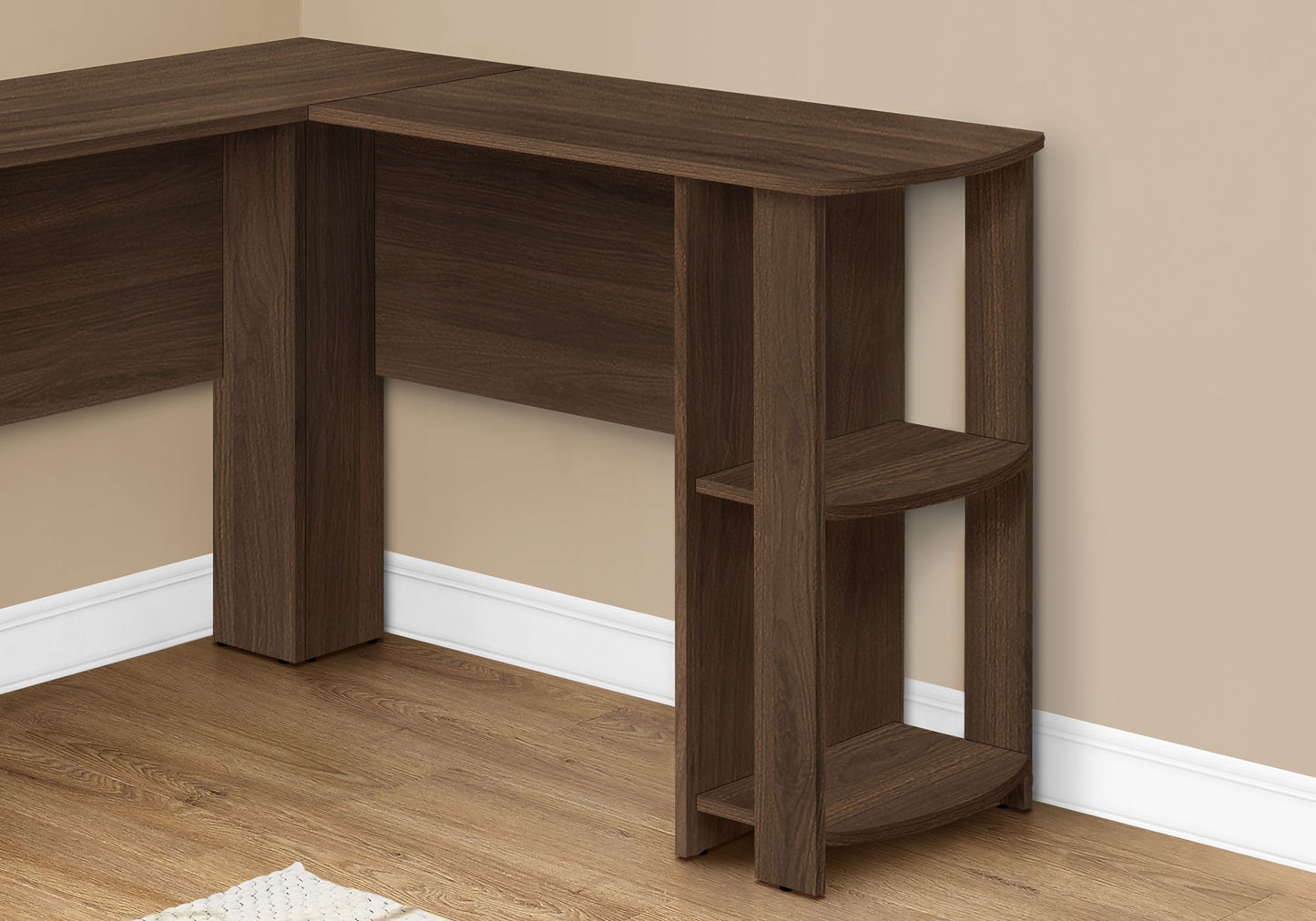 Computer Desk, Home Office, Corner, Storage Shelves, L Shape, Laptop, Contemporary & Modern - Walnut 8th Street