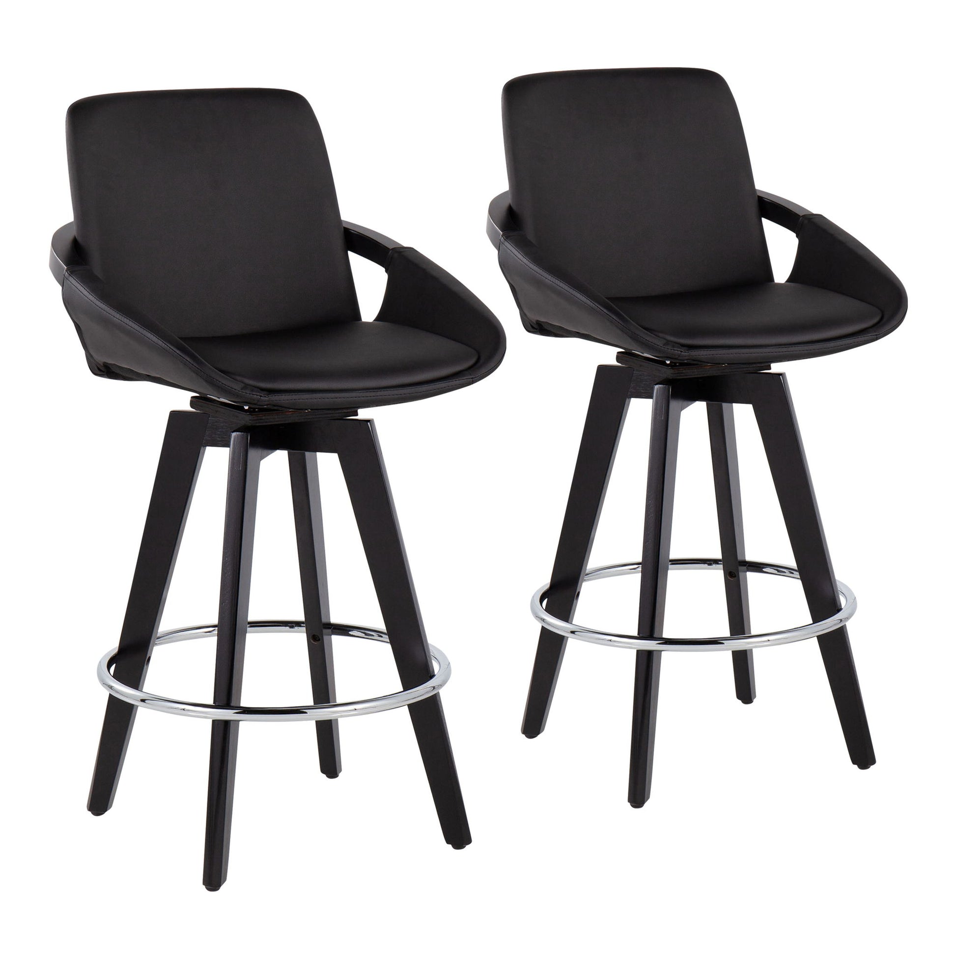 Cosmo - Contemporary Fixed Height Counter Stool With Swivel And Round Footrest (Set of 2) Lumi Source