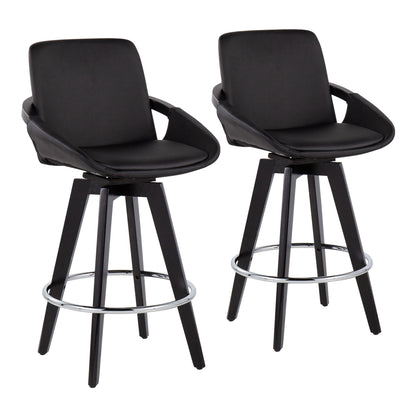 Cosmo - Contemporary Fixed Height Counter Stool With Swivel And Round Footrest (Set of 2) Lumi Source