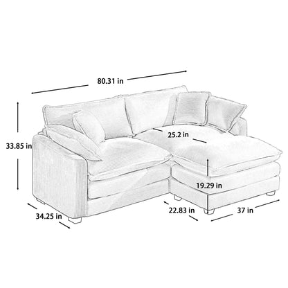 Modern Oversized Modular Cushion Sofa With Ottoman, Low Back, Deep Seating Sofa Set Home Essentials