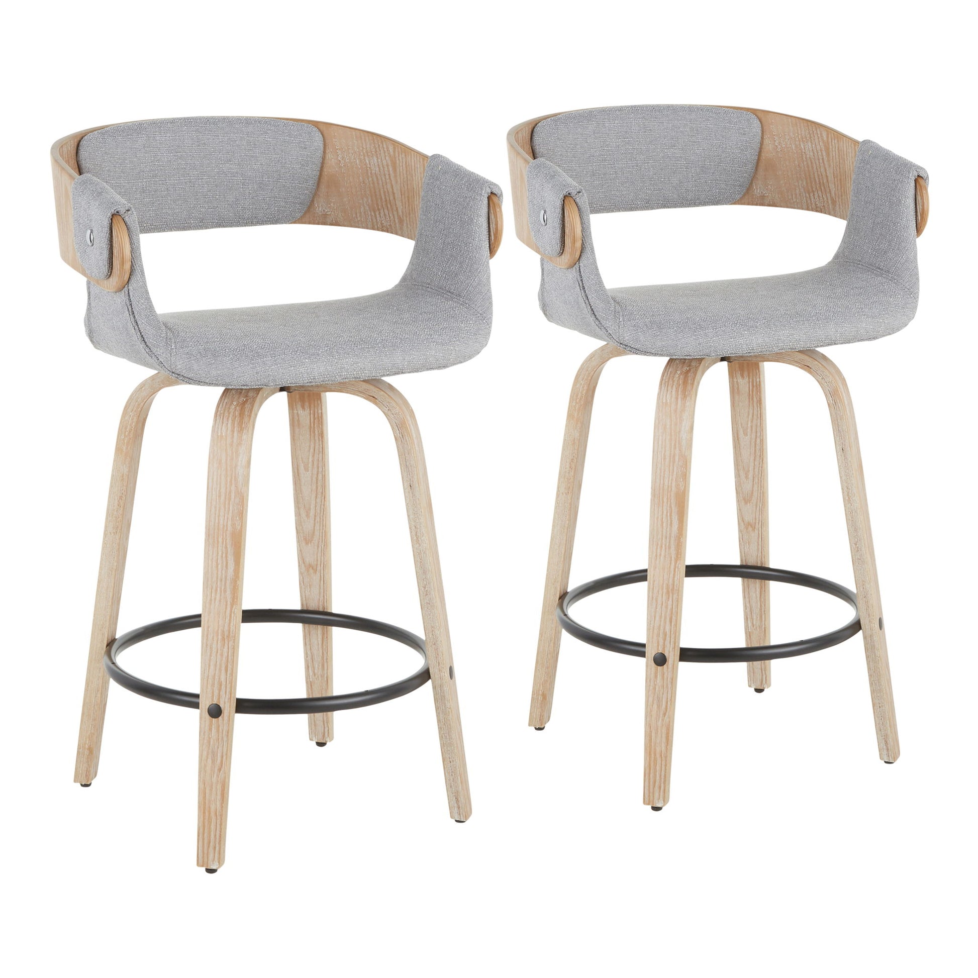 Elisa - Farmhouse Counter Stool (Set of 2) - White Washed / Gray Lumi Source