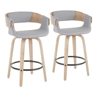 Elisa - Farmhouse Counter Stool (Set of 2) - White Washed / Gray Lumi Source