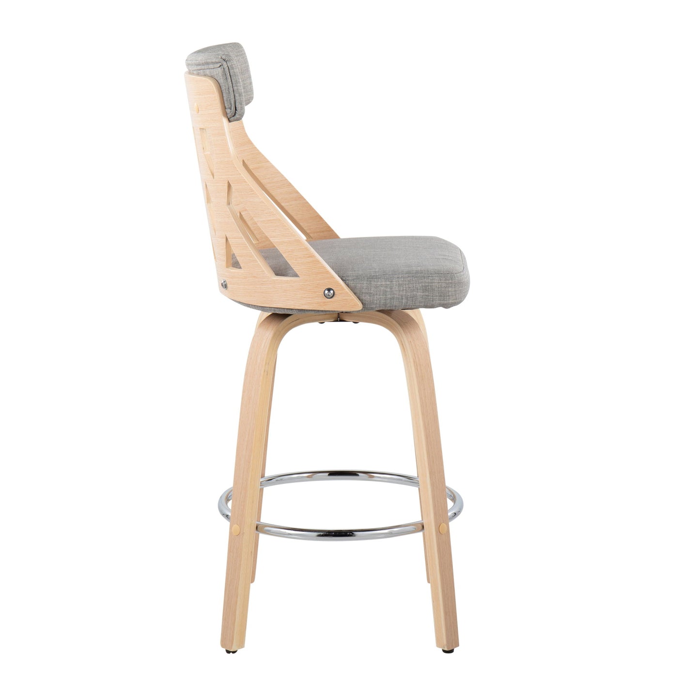 York - Mid-Century Modern Counter Stool - Natural / Light Gray Lumi Source