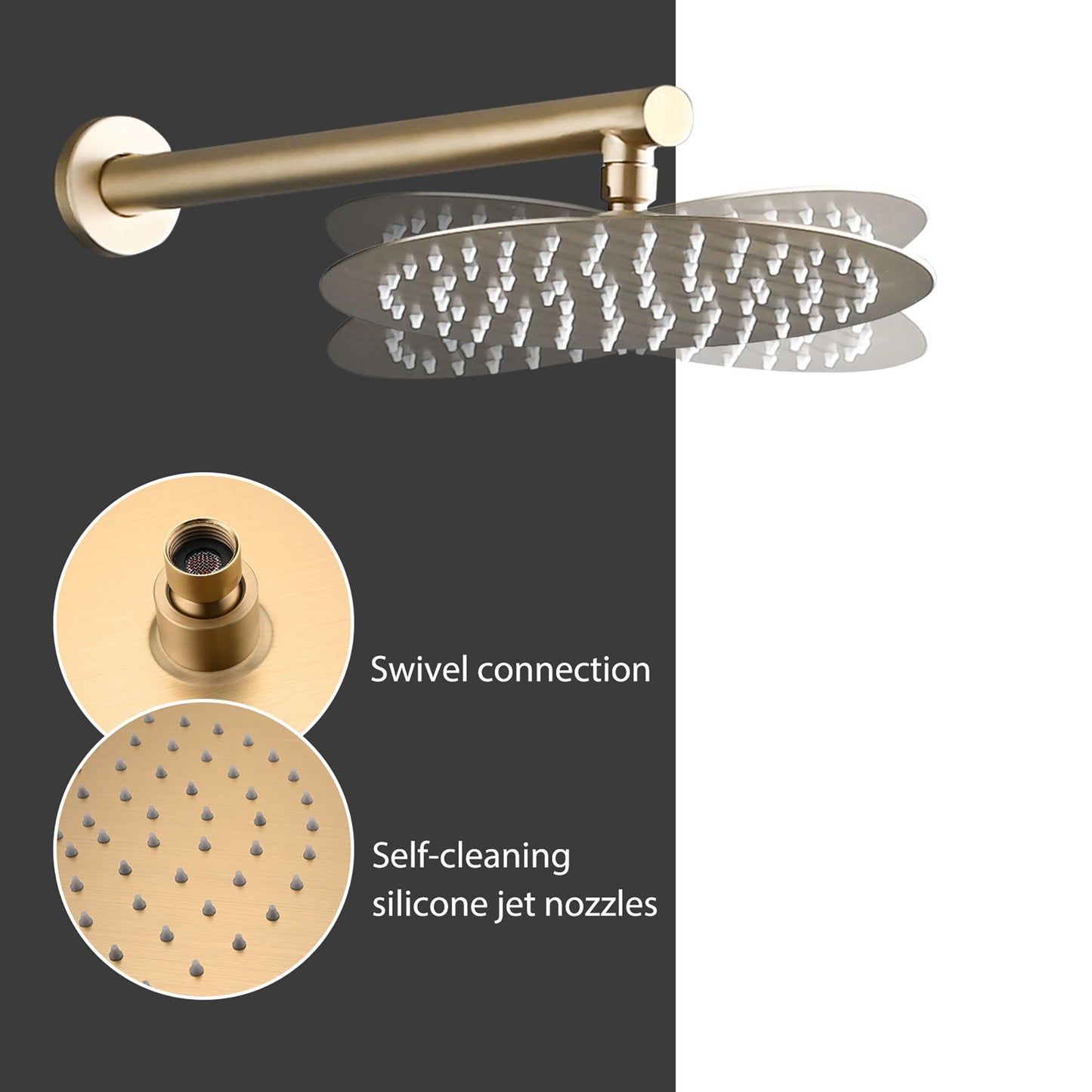 Wall Mounted Shower Set With High Pressure 10" Rain Shower Head And 5 Function Handheld Shower Head Daily Nest