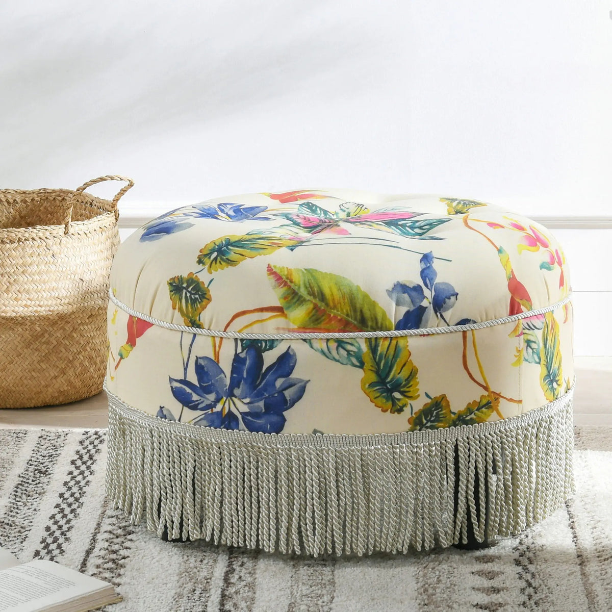 Yolanda - Round Upholstered Accent Ottoman Jennifer Taylor Home