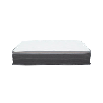 10" Full Size Hybrid Mattress In A Box, Gel Memory Foam Mattress Top With Pocket Coil Base - Gray / White Daily Nest
