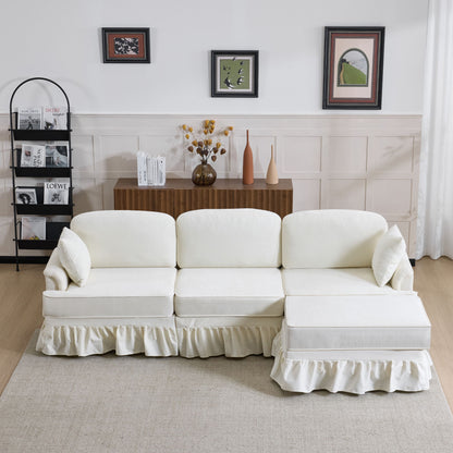 Cloud Sofa With Removable Ruffled Skirt With Ottoman And Flared Arms Home Essentials